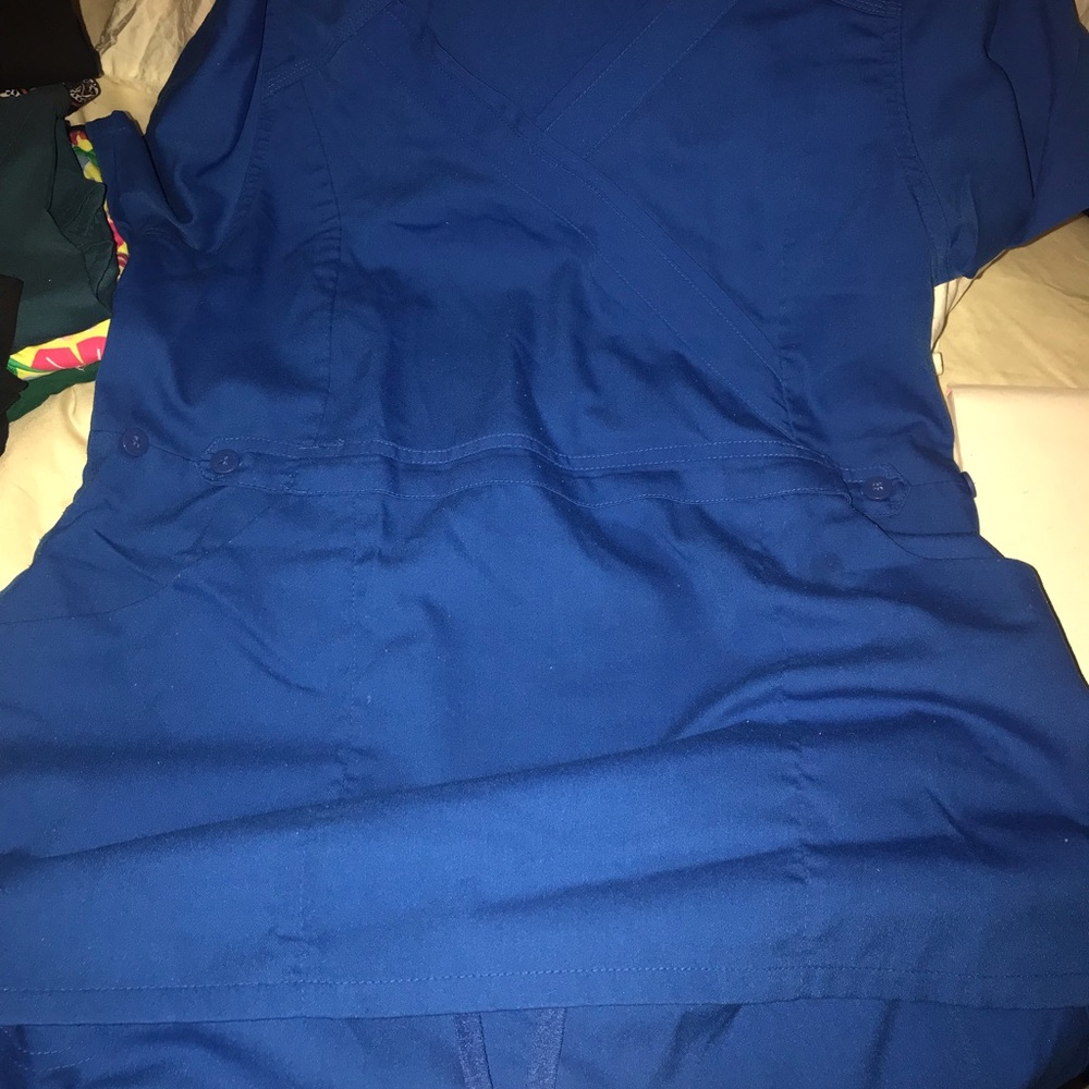 Bright Royal Blue Carheartt Scrub Set Top and Bottom